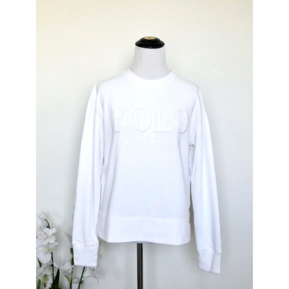 Polo Ralph Lauren Sweatshirt Spellout Logo White SZ XS - Picture 1 of 7